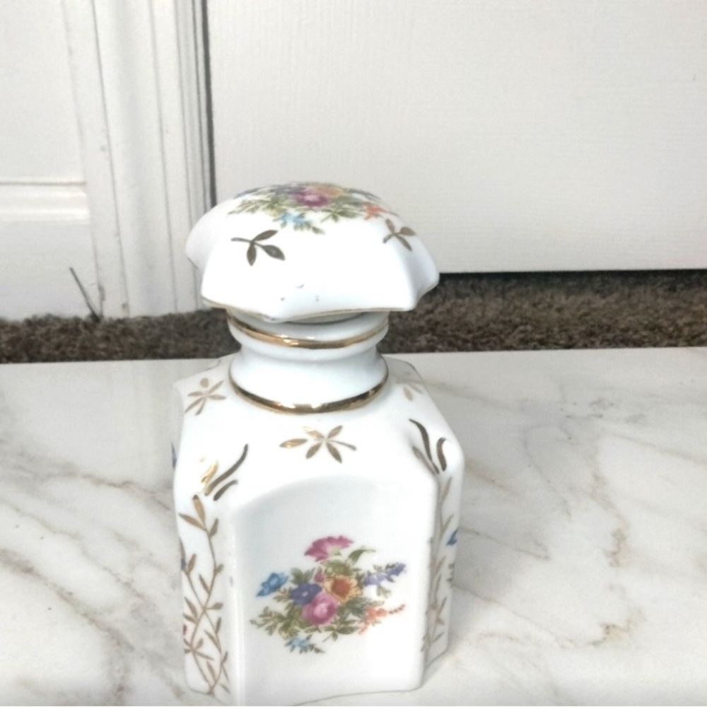 Antique Floral Ceramic Perfume Bottle